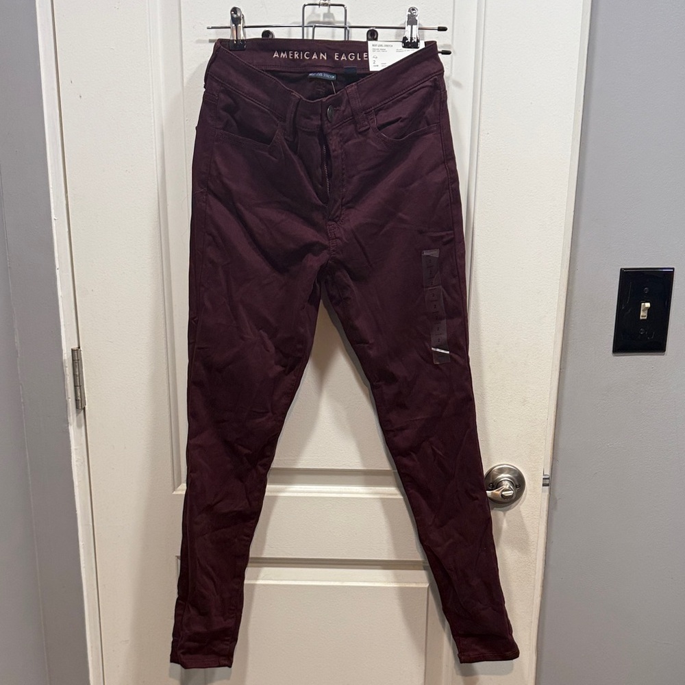 American Eagle Outfitters Women's Burgundy Next Level Stretch High Rise Jegging
